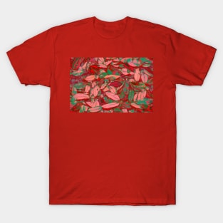 Pink Red and Green Fallen Leaves T-Shirt